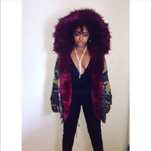 Fur coat (army fatigue/ fire red